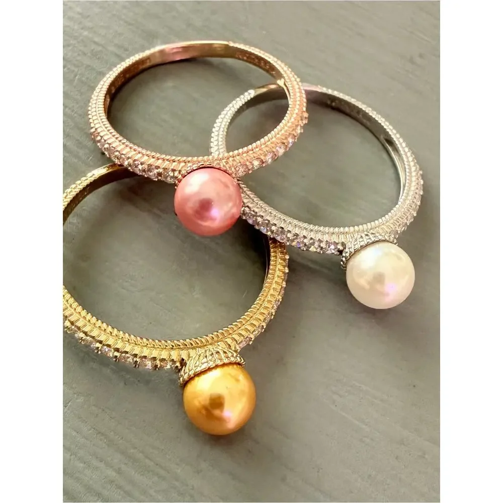 Judith Ripka 925 Sterling Silver Multi Tone Stacking Rings Size 10 NEW - Picture 8 of 8